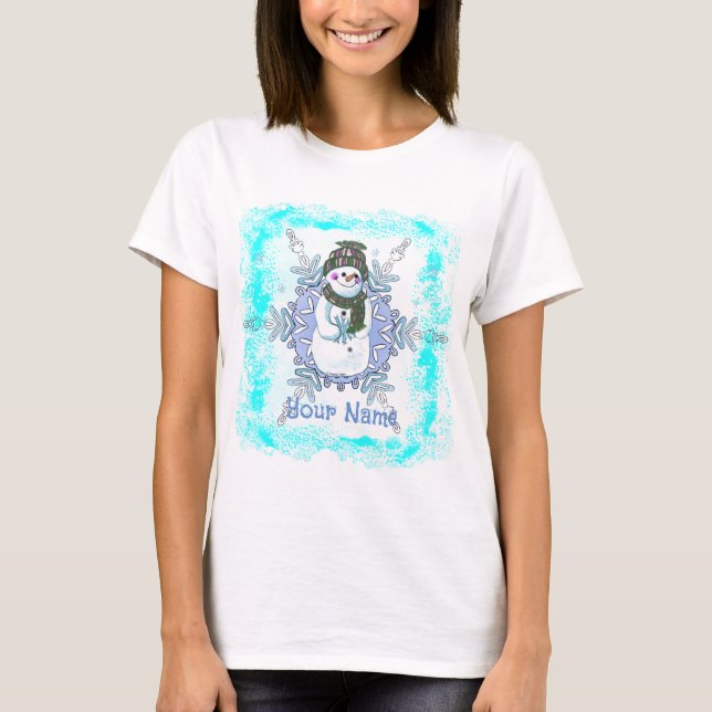 Camiseta do Boneco de Neve Floco de Neve da Vovó (Frente)