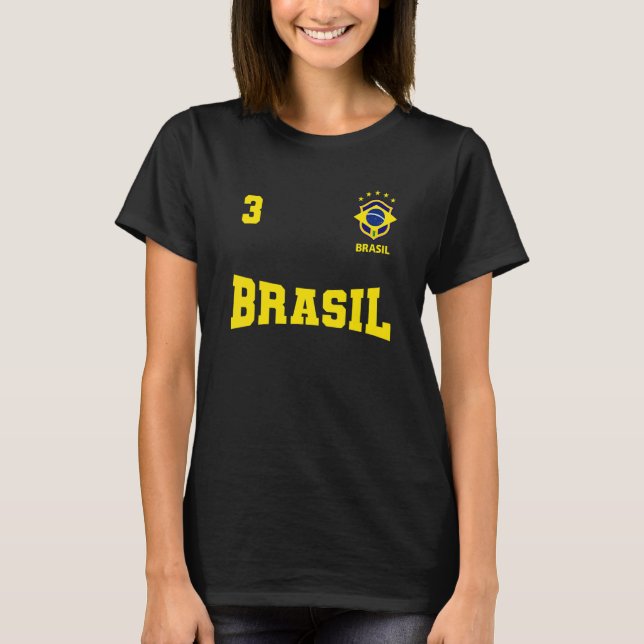 Camiseta do Brasil 2022 Azul Número 3 (Frente)