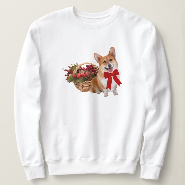 Camiseta Do "camisola do Corgi Natal" (Frente do Design)