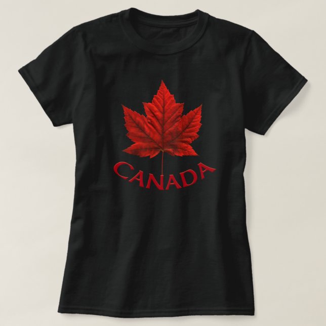 Camiseta do Canadá para Mulheres Canadá Folha de B (Frente do Design)