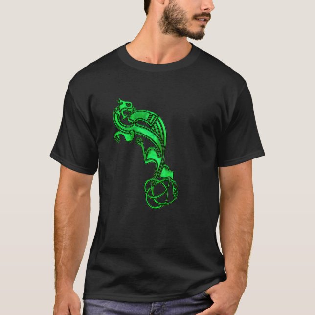 Camiseta do cão celta metálico verde (Frente)