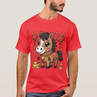 Camiseta do Cavalo do Ano Novo Chinês Fofa | L