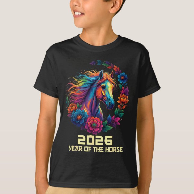 Camiseta Do Cavalo Feliz Chinês 1 (Frente)
