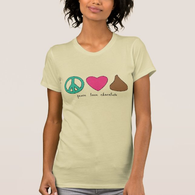 Camiseta do chocolate do amor da paz (Frente)