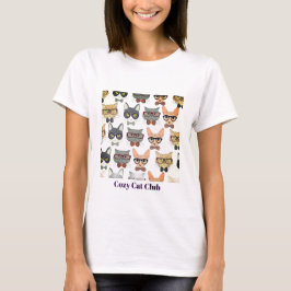 Camiseta do Clube do Gato Aconchegante Fofa Kawaii