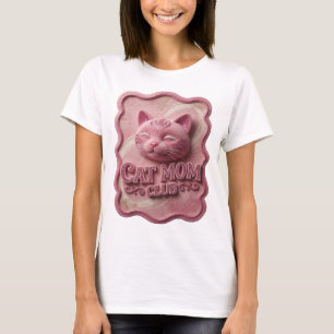 Camiseta do Clube MÃE DE GATO Rosa Moderna