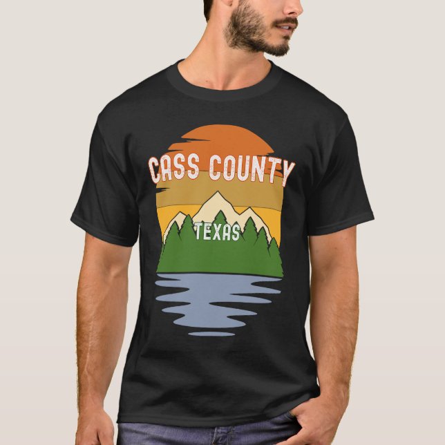 Camiseta Do Condado de Cass Texas Pôr do Sol Vintage (Frente)