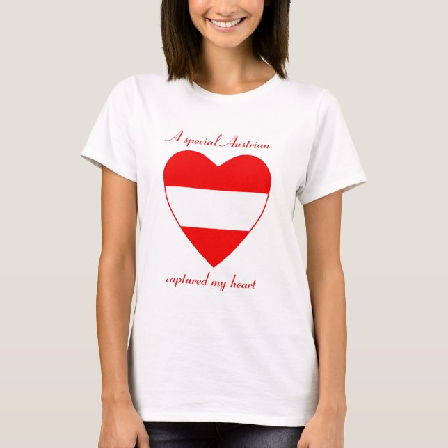 Camiseta do Coração com a Bandeira da Áustria (Frente)