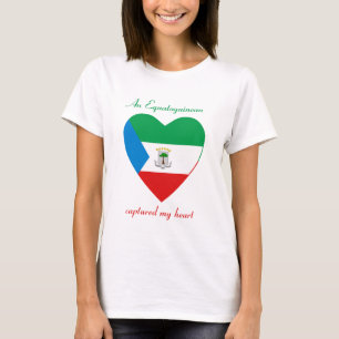 Camiseta do Coração com a Bandeira da Guiné Equato