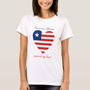 Camiseta do Coração com a Bandeira da Libéria