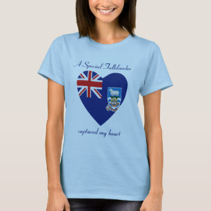 Camiseta do Coração com a Bandeira das Ilhas Falkl