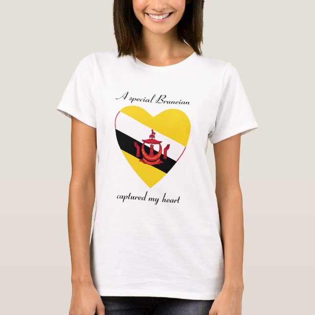 Camiseta do Coração com a Bandeira de Brunei (Frente)