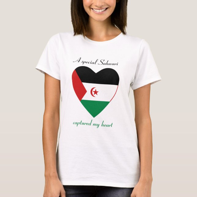 Camiseta do Coração com a Bandeira do Saara Ociden (Frente)