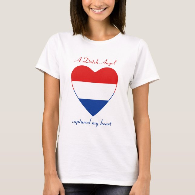 Camiseta do Coração com a Bandeira dos Países Baix (Frente)