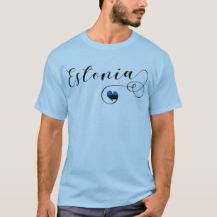 Camiseta do coração de Estónia, bandeira estón