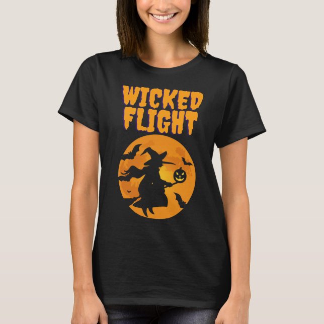 Camiseta do Dia das Bruxas - Bruxa Voadora com (Frente)