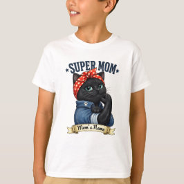 Camiseta do Dia das Mães Super Mamãe Gata Preta