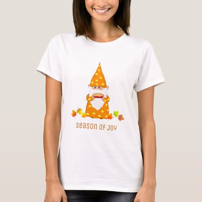 Camiseta do Dia de Ação de Graças Gnome & Folhas d (Frente)