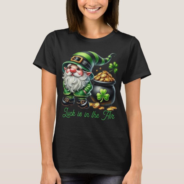 camiseta do dia de São Patrício com gnomo fofo (Frente)