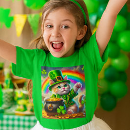 Camiseta do Dia de São Patrício Gato Leprechaun Am