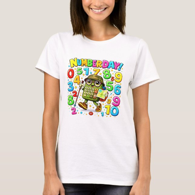 Camiseta Do Dia Do Número De Matemática Fofo Sloth (Frente)