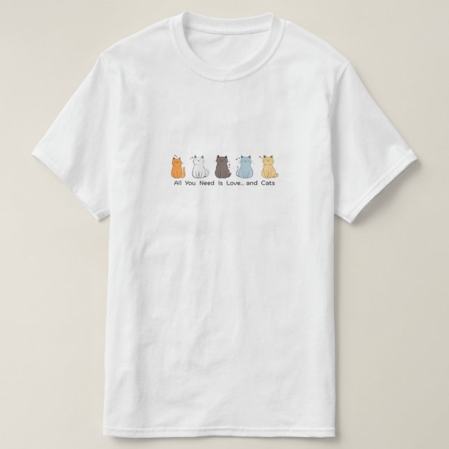 Camiseta do Dia dos Namorados Gatos Apaixonados (Frente do Design)