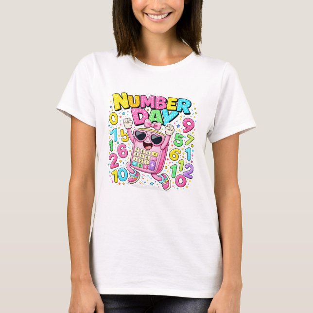 Camiseta do Dia dos Números de Gatos de Matemática (Frente)