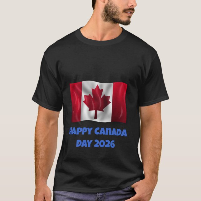 Camiseta do Dia Feliz do Canadá para Homens (Frente)