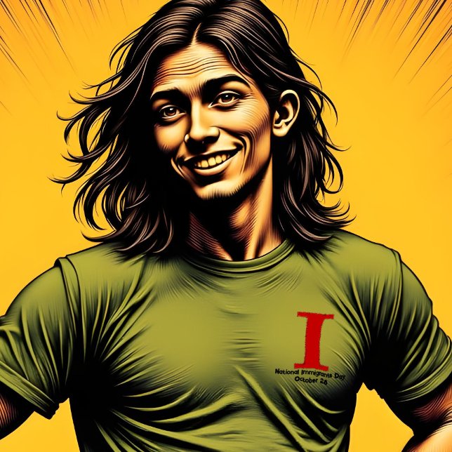 Camiseta do Dia Nacional dos Imigrantes da Letra E (Criador carregado)
