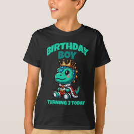 Camiseta do Dino do Aniversário - Fazendo 3 Anos H