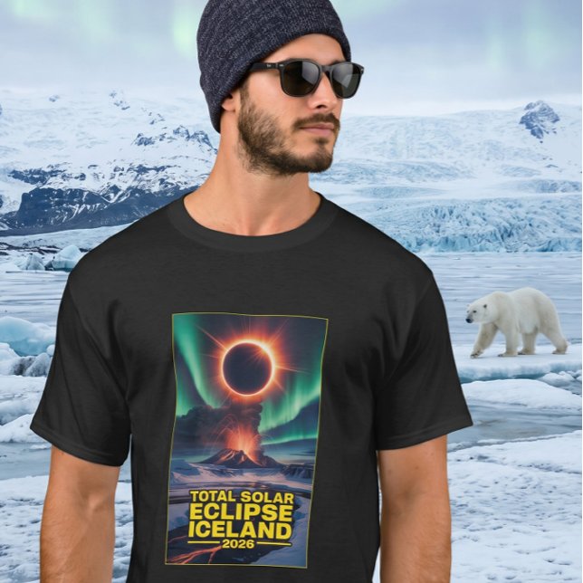 Camiseta do Eclipse da Islândia 2026 - Total Solar (Criador carregado)
