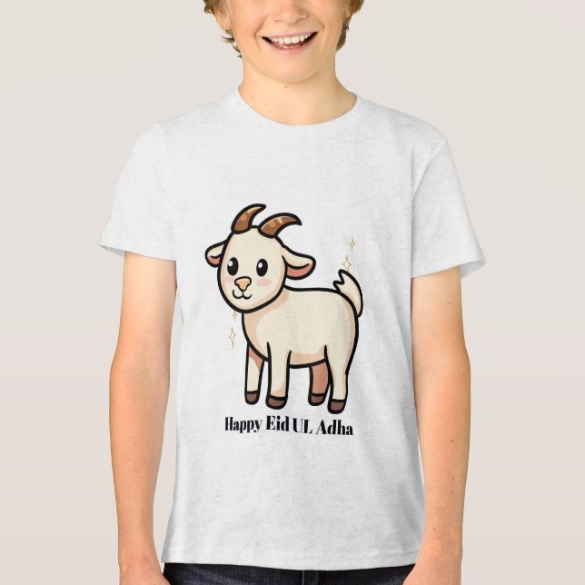 Camiseta do Eid Ul Adha de Bode Fofo para Meninos (Frente)