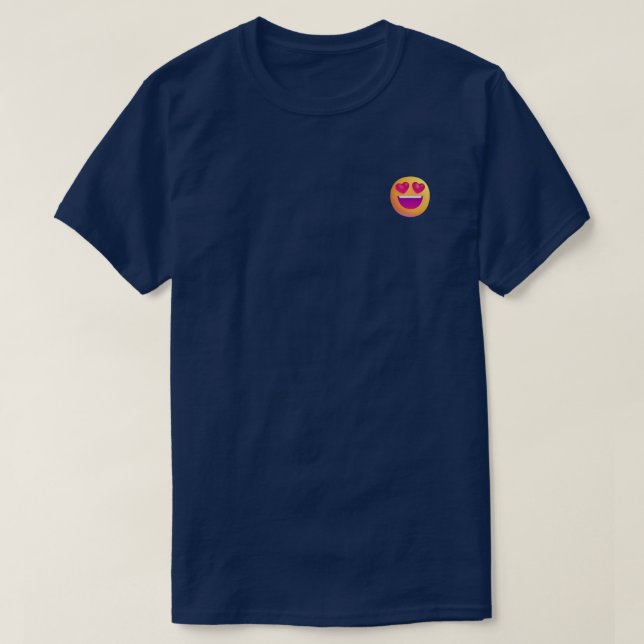 Camiseta do Emoji de Rosto Sorridente com Olhos de (Frente do Design)