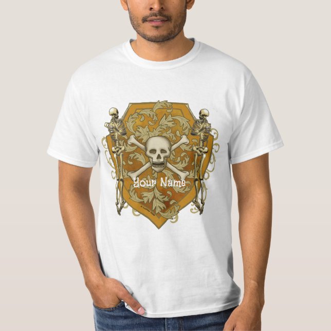 Camiseta do Escudo de Caveira Pirata (Frente)