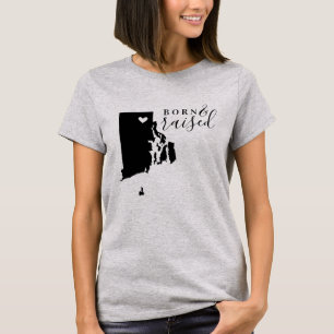 Camiseta do Estado Nascido e Criado em Rhode Islan