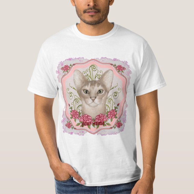 Camiseta do gato abissínio Roses  (Frente)