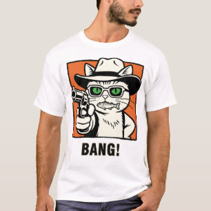 Camiseta do Gato Cowboy com Arma