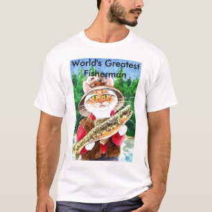 Camiseta do gato do pescador