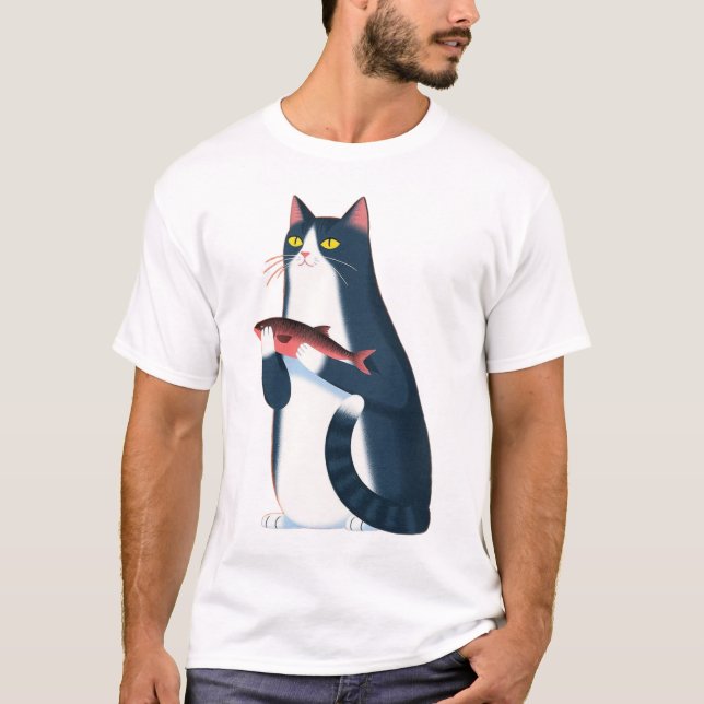 Camiseta do gato e do peixe  (Frente)