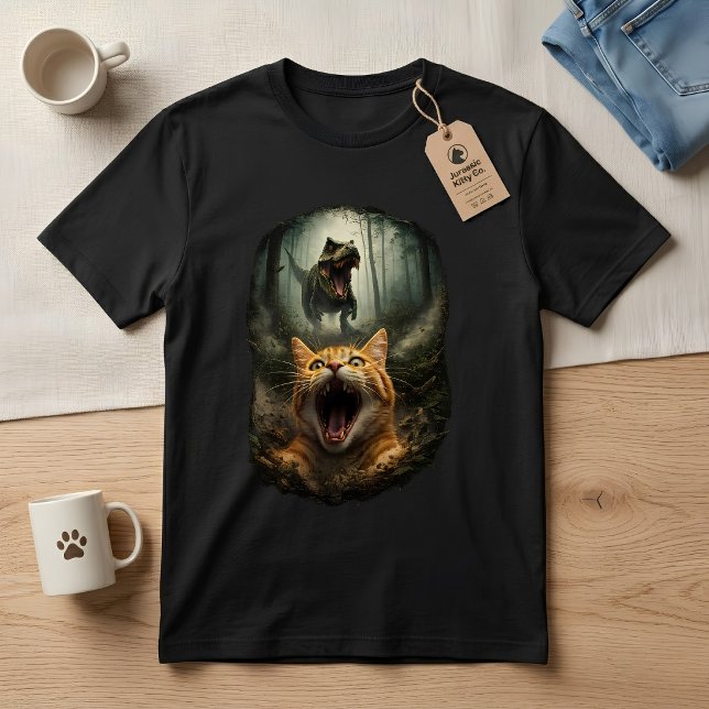 Camiseta do Gato Gritando com Dinossauro T-Rex Eng (Criador carregado)