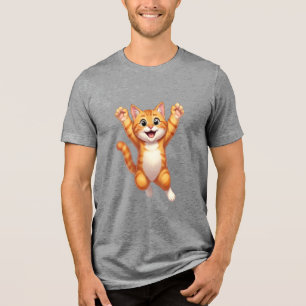 Camiseta do Gato Laranja Saltitante Feliz
