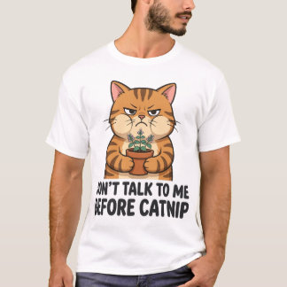 Camiseta do Gato Mal-Humorado Antes da Erva-Cidrei