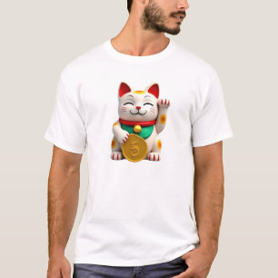 Camiseta do Gato Sortudo Símbolo de Sorte e Pros