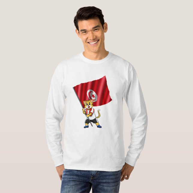 Camiseta do gato torcedor da Tunísia (Frente Completa)