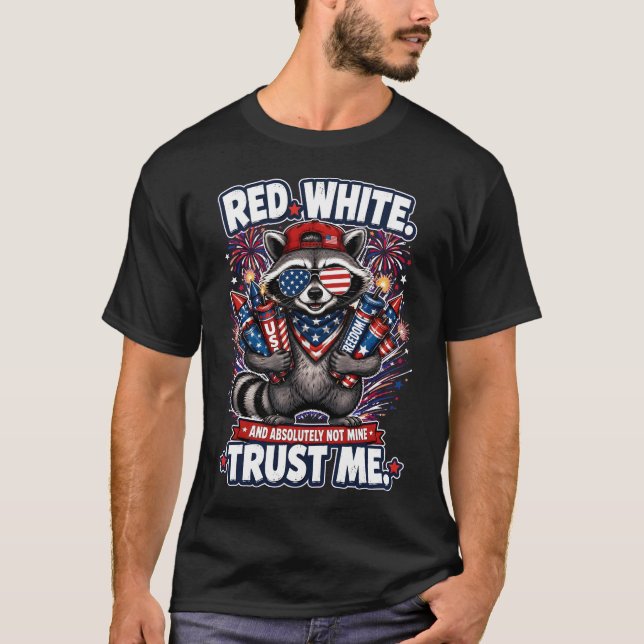 Camiseta do Guaxinim de Fogos de 4 de Julho (Frente)