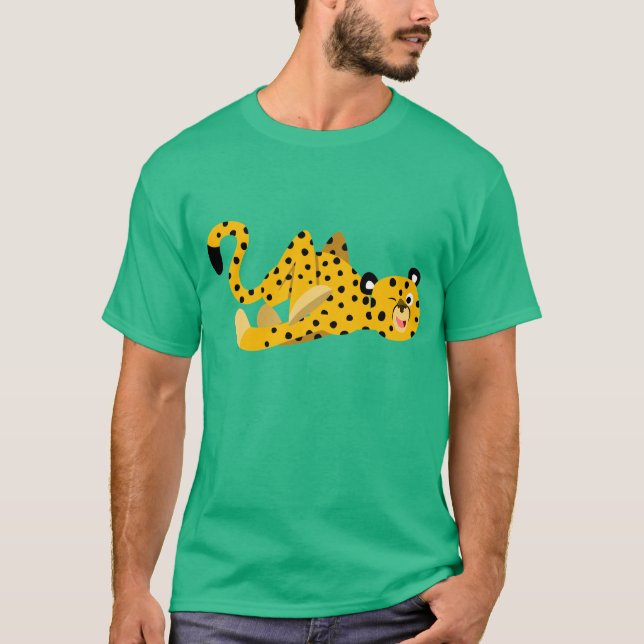 Camiseta do Guepardo de Desenho Animado Fofo e Ele (Frente)