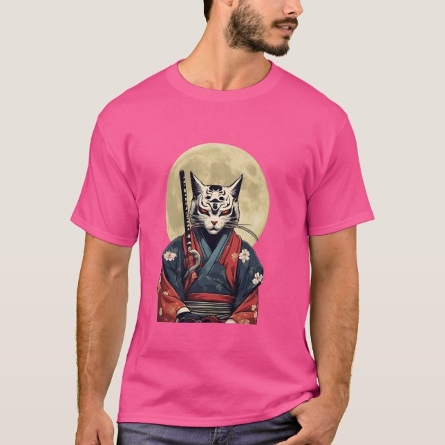 Camiseta do Guerreiro Gato Samurai, do Japão (Frente)