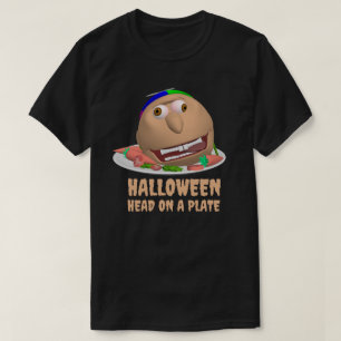 Camiseta do Halloween Cabeça em um Prato com texto