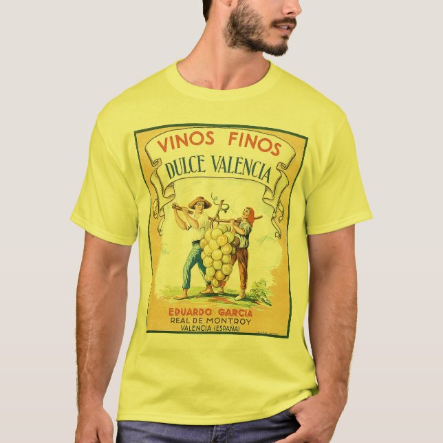 Camiseta do impressão da etiqueta do vinho do (Frente)