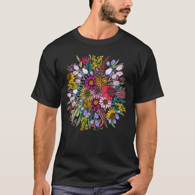 Camiseta do Jardim de Flores Silvestres de Verão A (Frente)